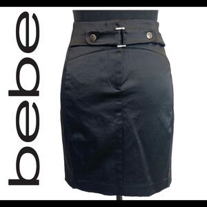 BEBE Black satin effect mini skirt size 4